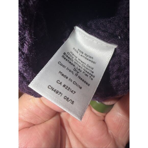 Talbots Sweater Womens Large Purple Cable Knit Lambswool Turtleneck NWT - Picture 7 of 7